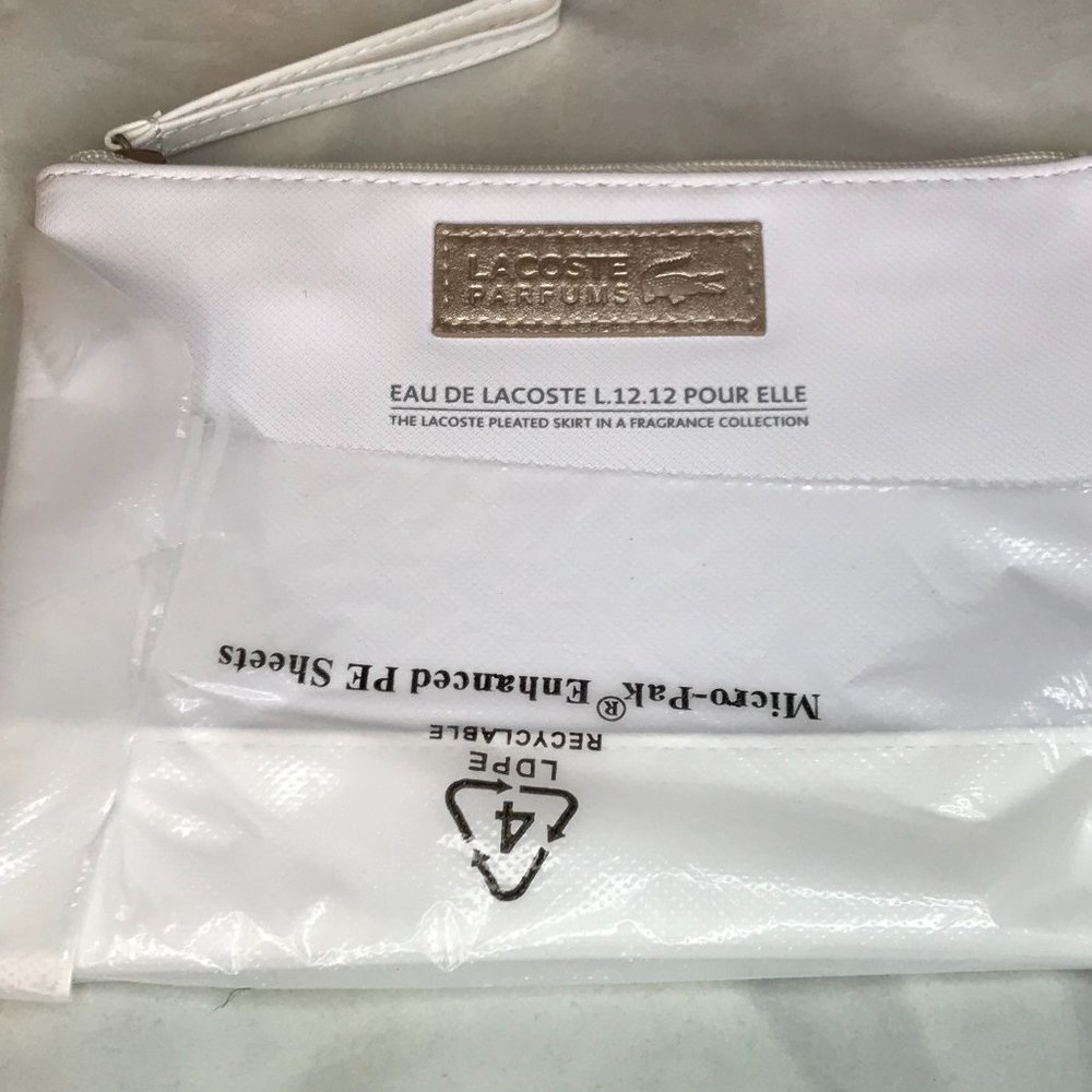 LACOSTE White Cosmetic Make-up Bag Clutch Wallet